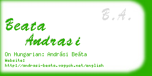 beata andrasi business card