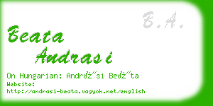 beata andrasi business card